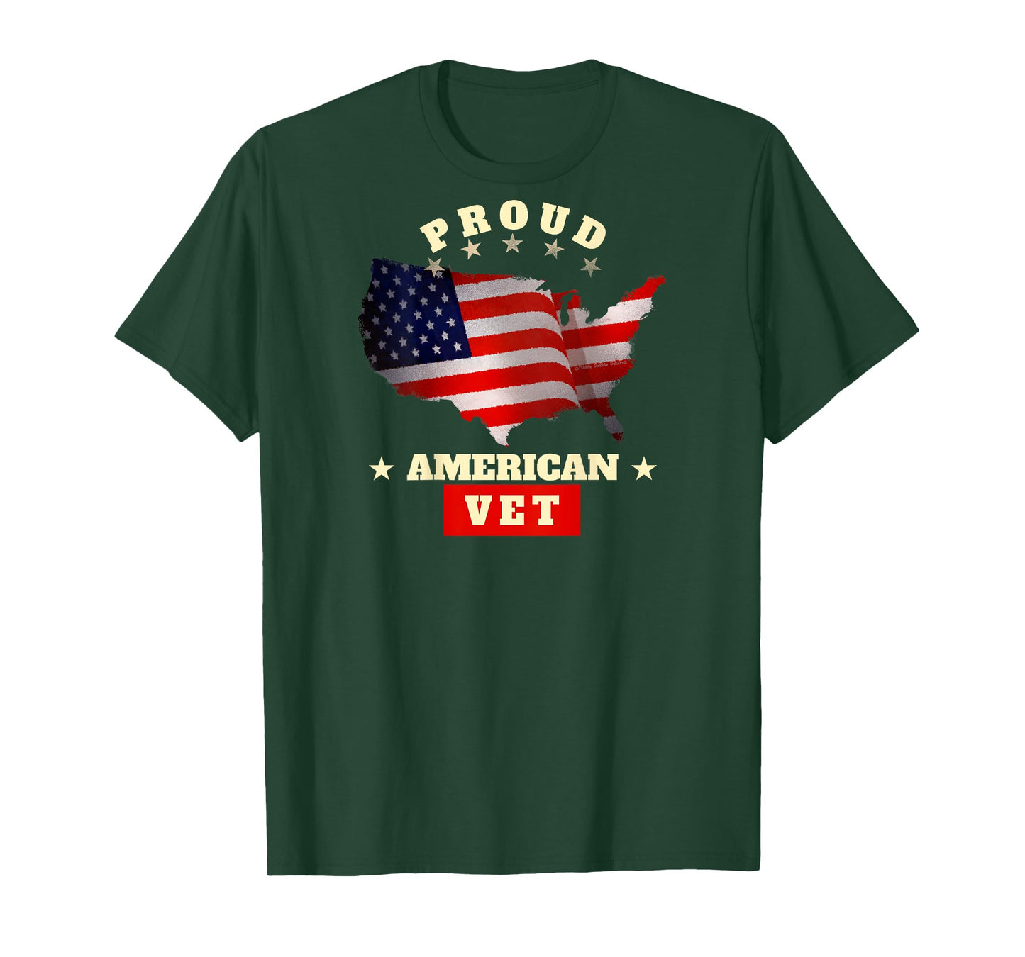 ON BACK - USA Flag Patriotic Proud American VET - Veterans T-Shirt