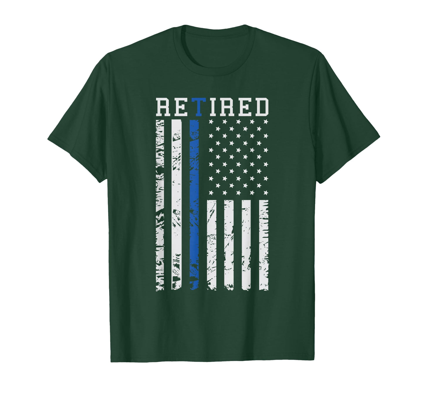 Thin Blue Line American Flag Retired Law Enforcement T-Shirt