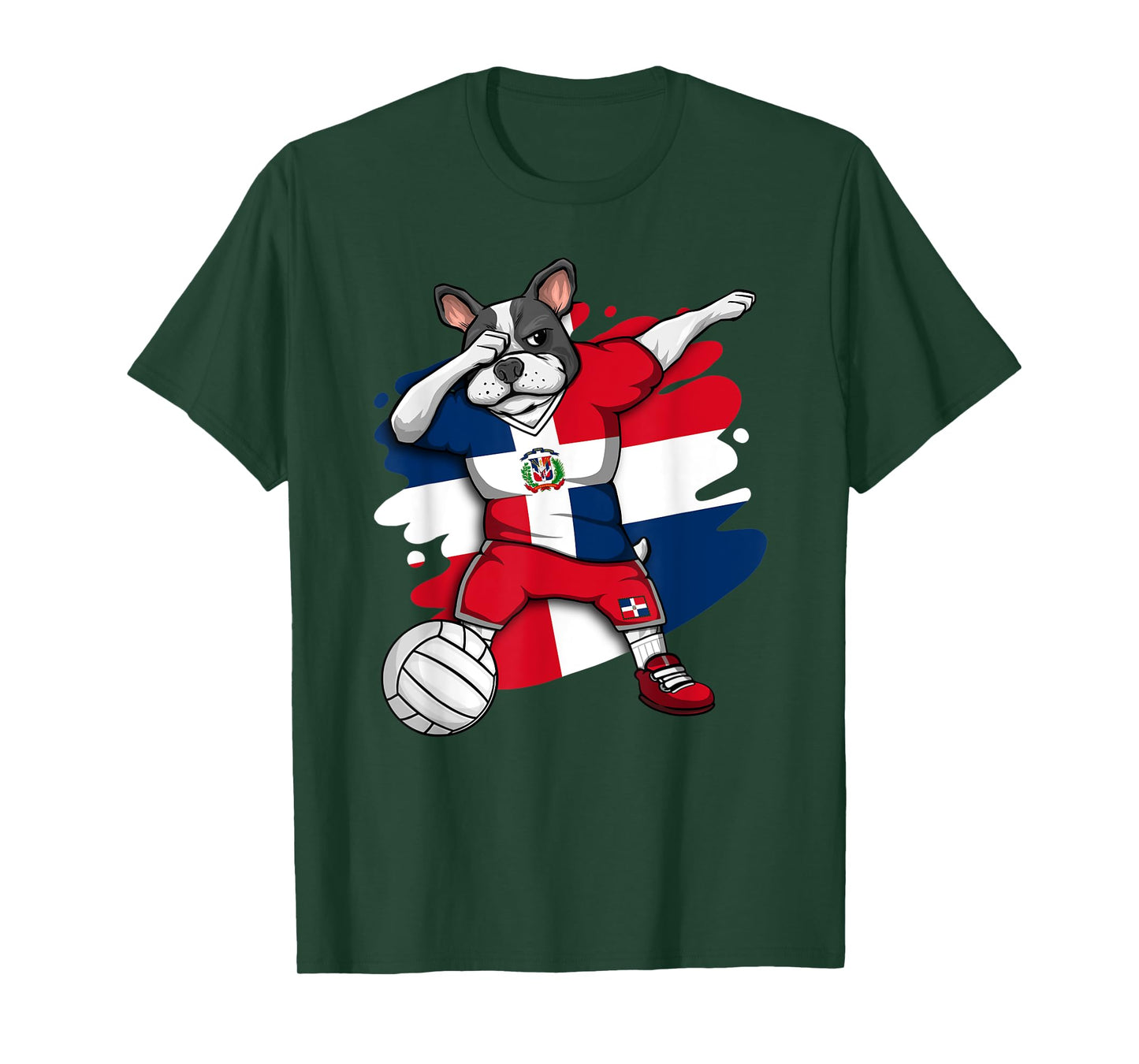 Dabbing Bulldog Dominican Republic Volleyball Fan Jersey T-Shirt for Men Women Kids