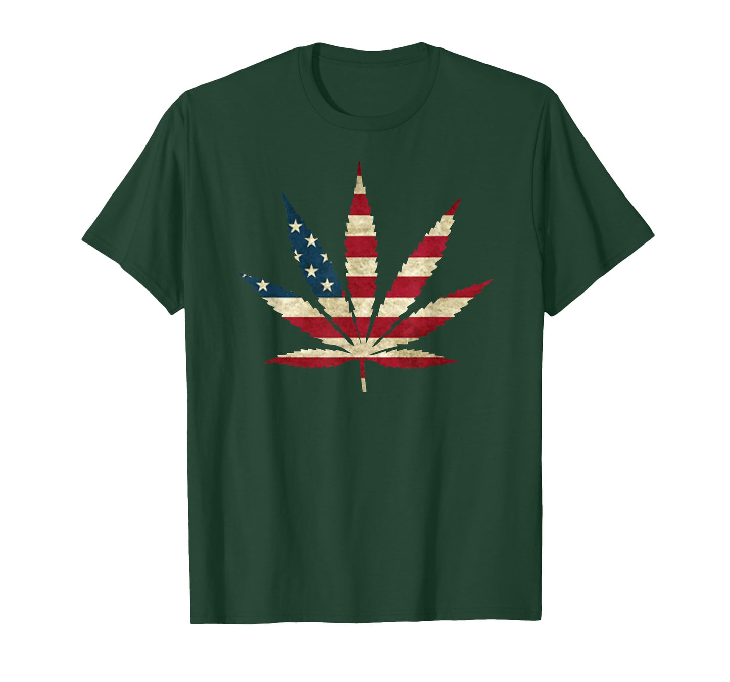 USA Flag Marijuana Leaf - Funny US Flag Pot Weed T-Shirt