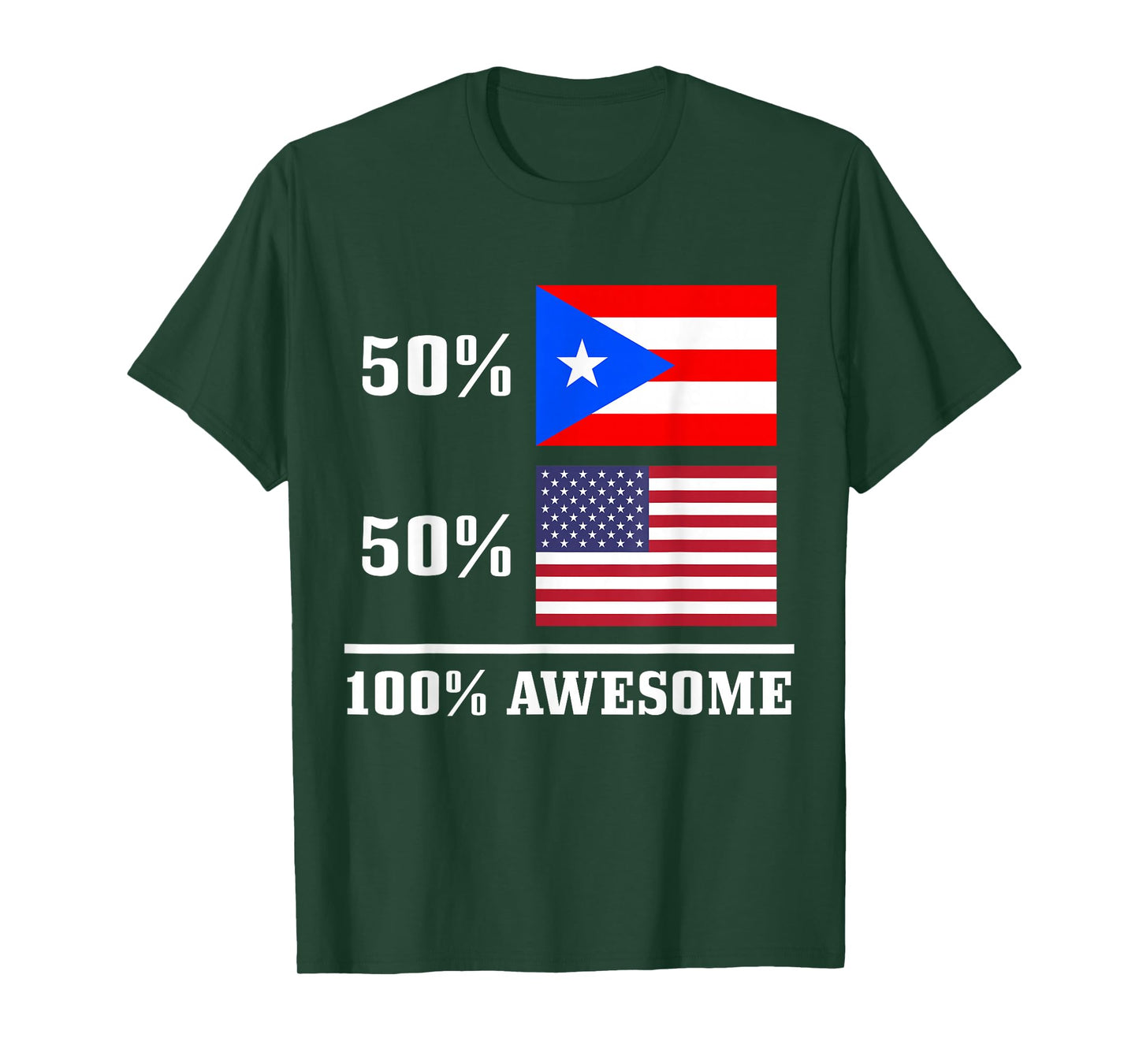 50% Puerto Rico 50% USA Puerto Rican American Flag Pride T-Shirt