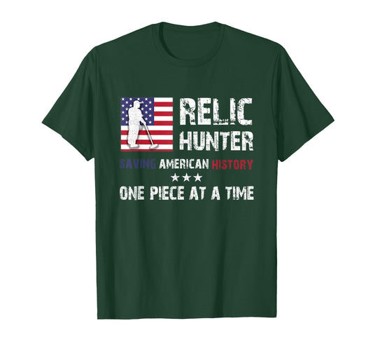 Relic Hunter Metal Detector Treasure Hunting US Flag Gift T-Shirt