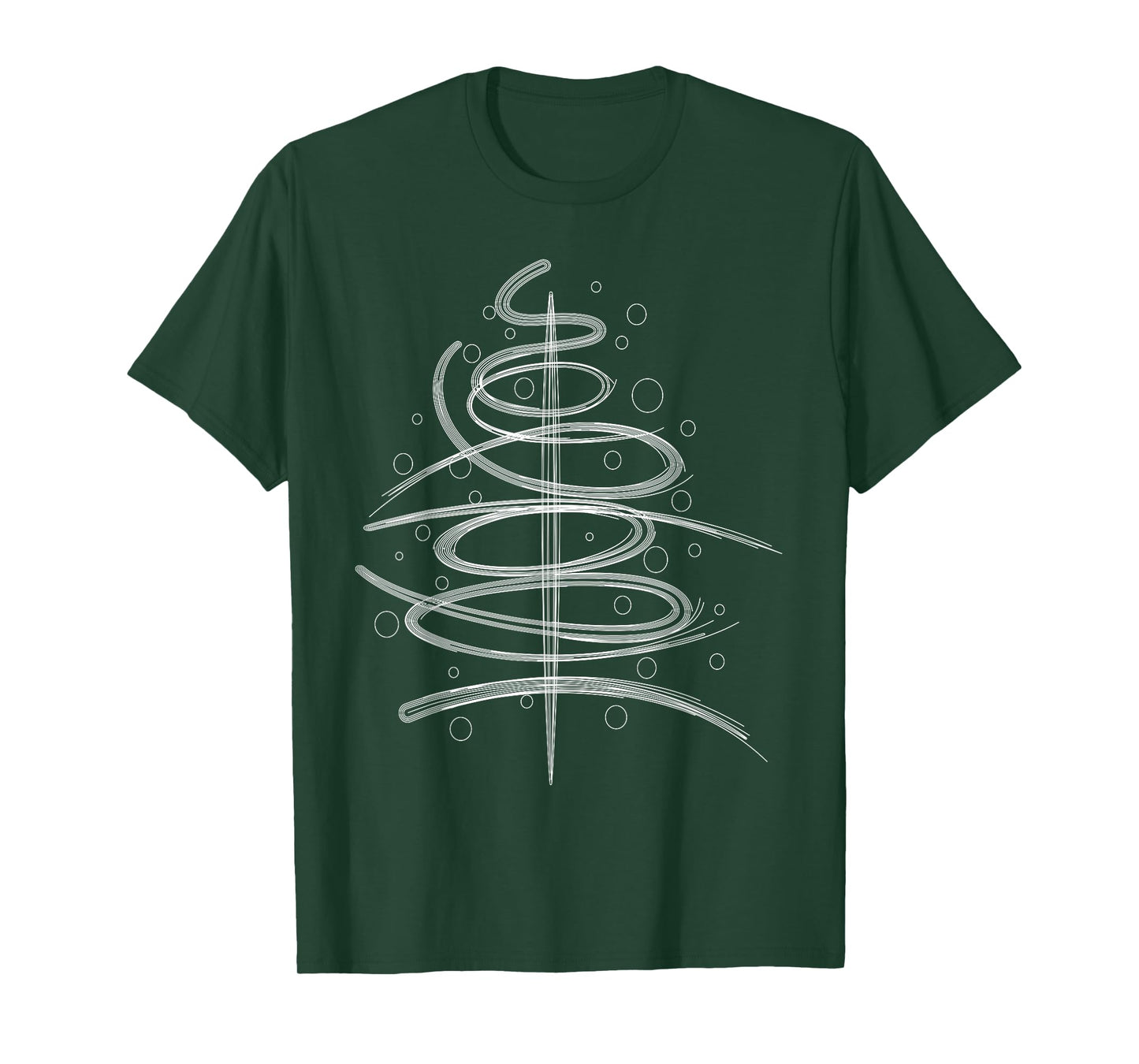 Abstract Aesthetic Swirly Black White Xmas Tree Line Art T-Shirt