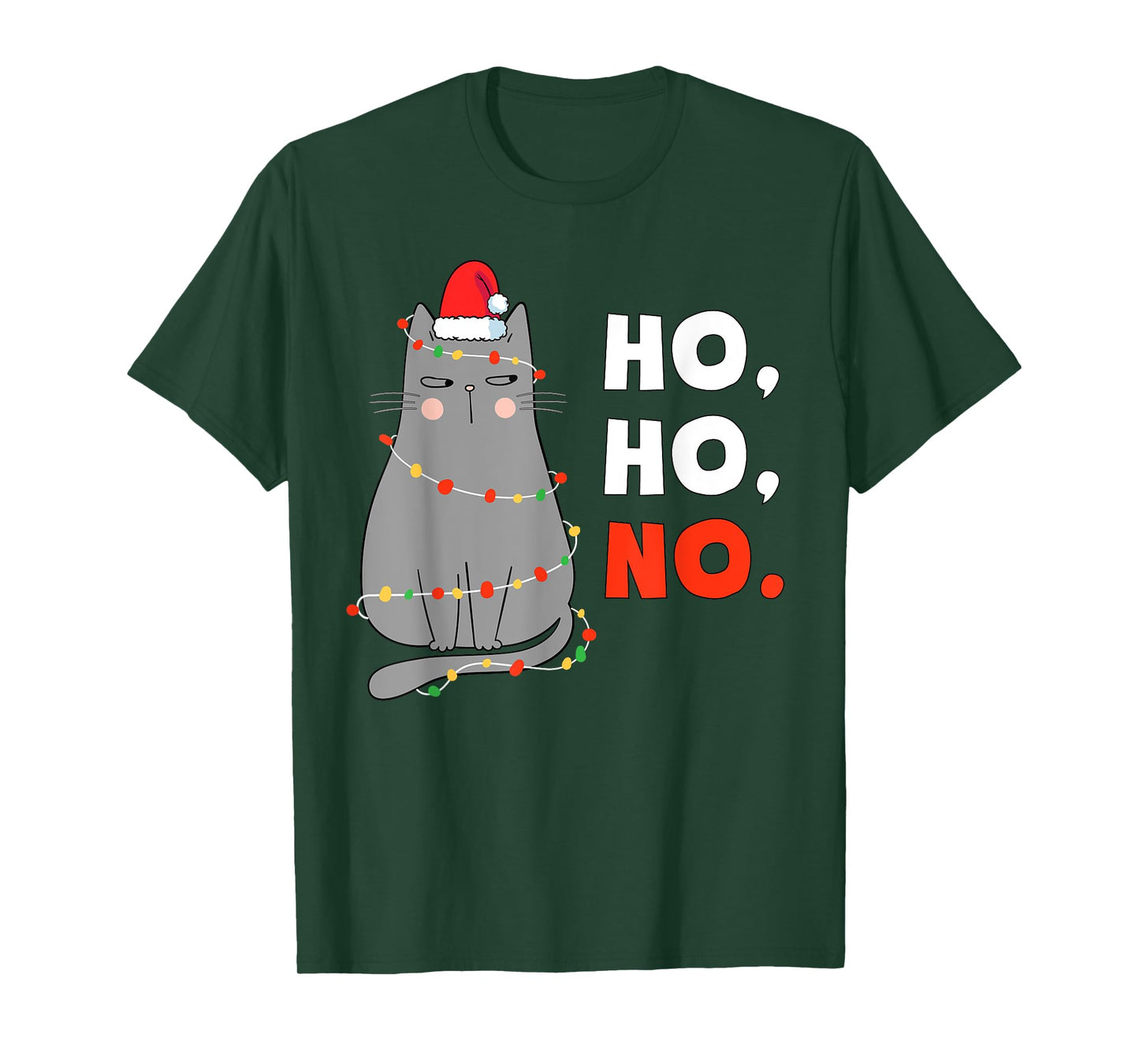 Cat Christmas Shirt Kids Funny Santa Cat Christmas Lights T-Shirt