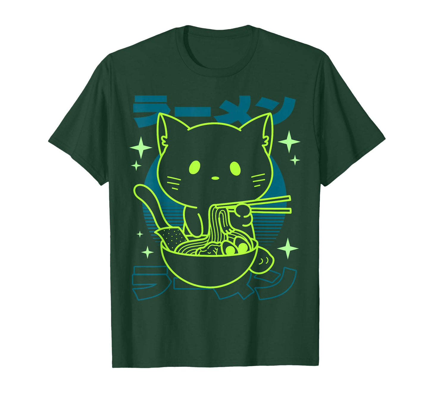 Anime Ramen Cat Japanese Retro Noodles Aesthetic Kawaii Cat T-Shirt