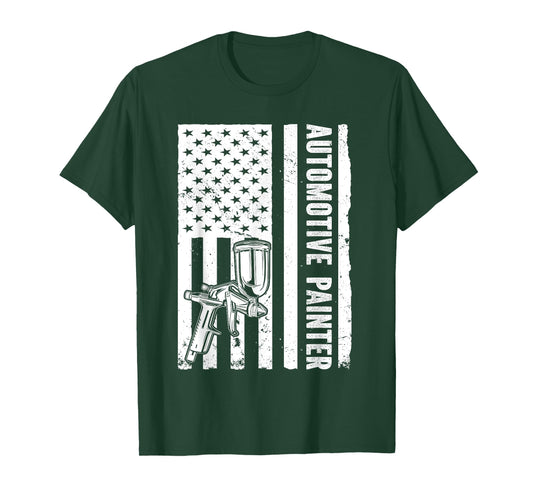 Auto Body Painter USA Flag Automotive Painter T-Shirt