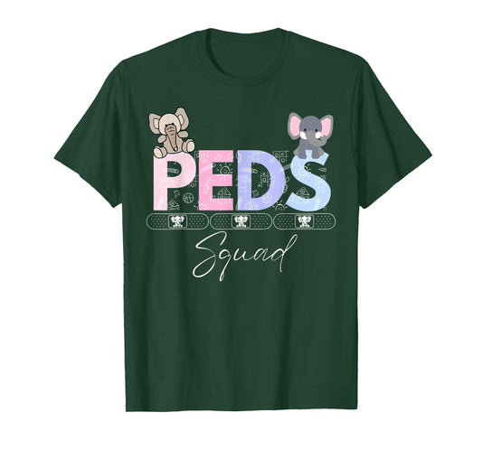 Cute Peds Squad Nurse Elephant Pediatric Graduation T-Shirt