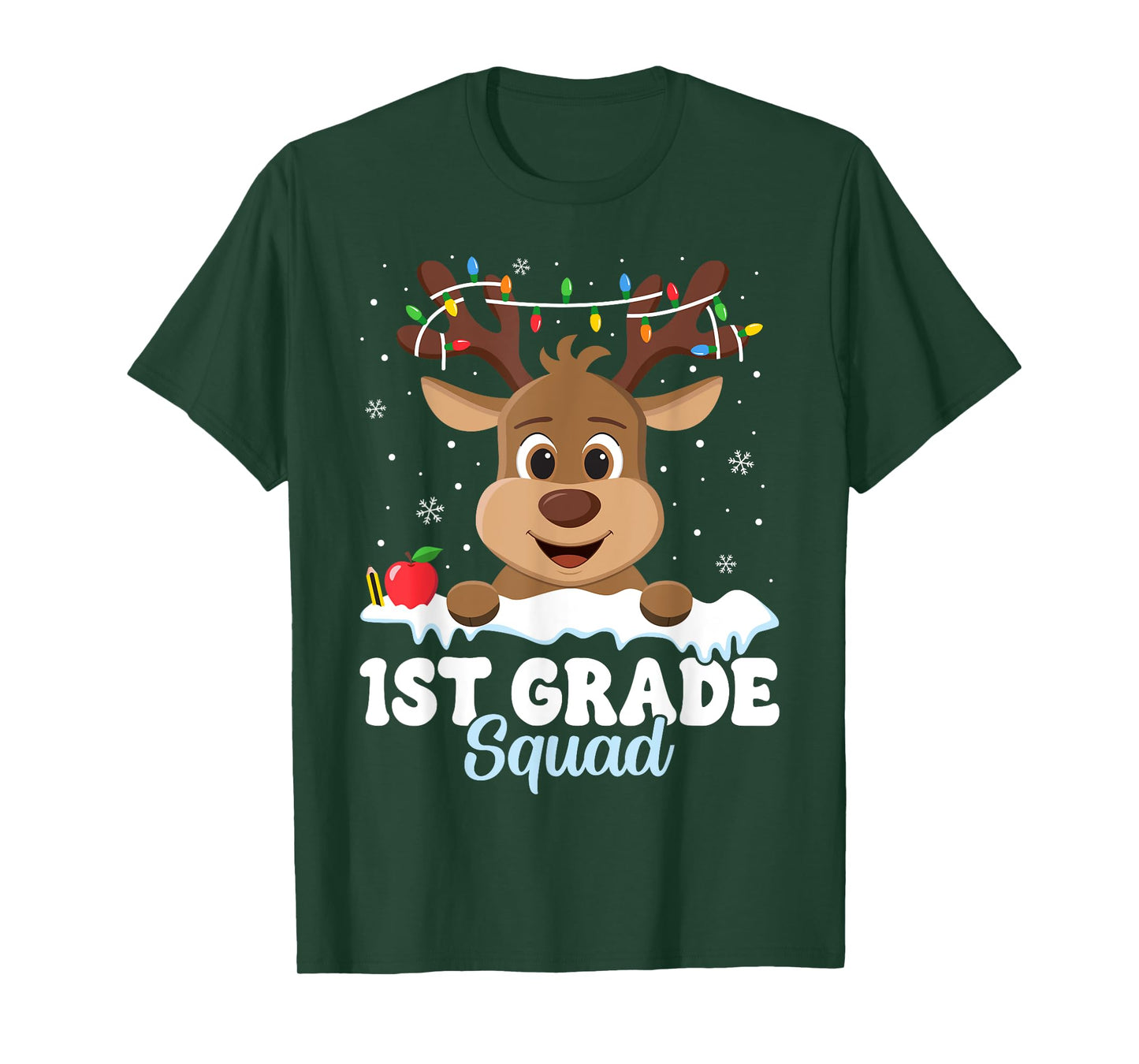 1st Grade Teacher Christmas First Grade Squad Reindeer Xmas T-Shirt