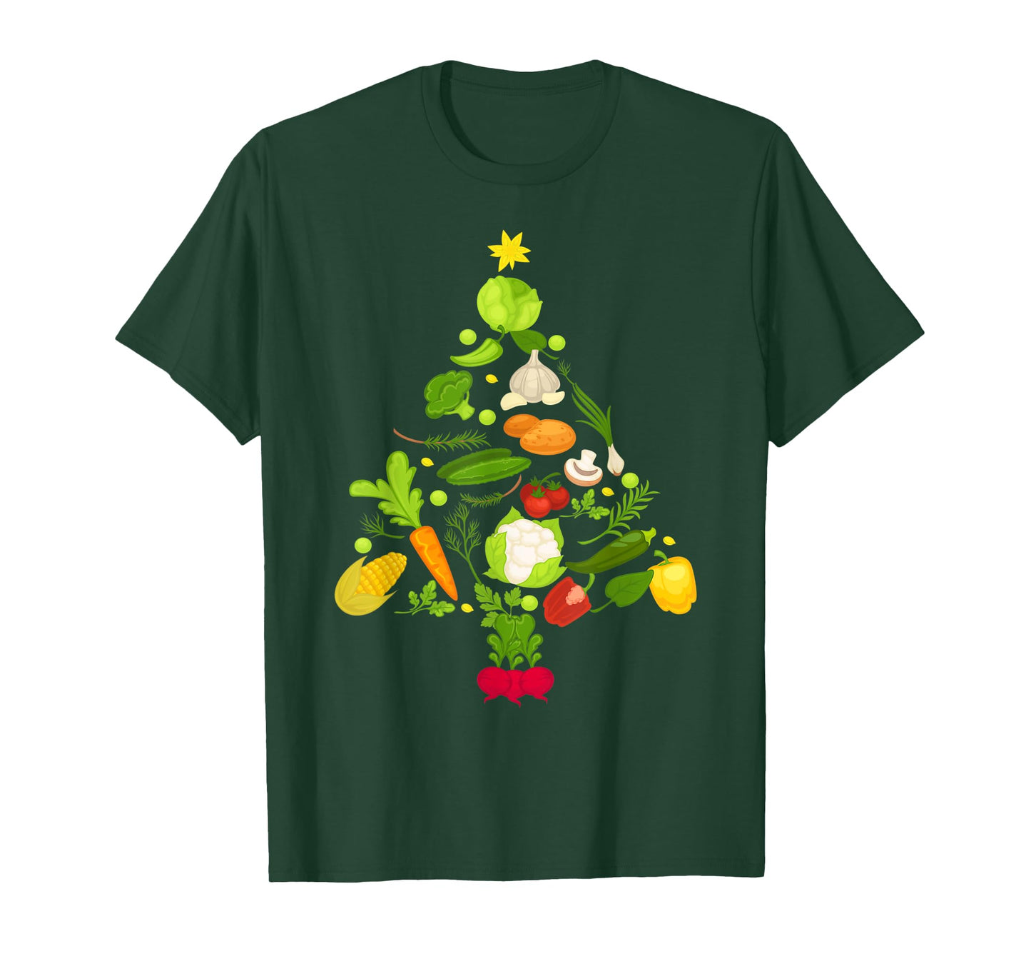 Vegetable Christmas Tree Funny Vegetarian Vegan Xmas Gift T-Shirt