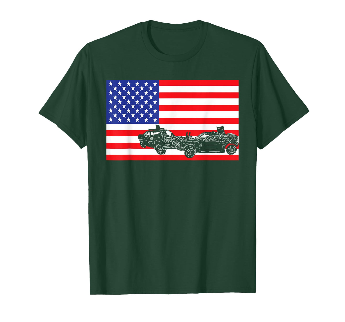 Demolition Derby USA American Flag Car Racer 4th Of July T-Shirt for Women Kids Men