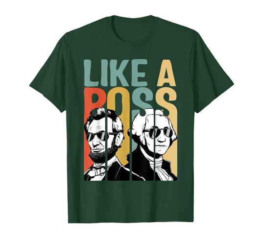 American History Tees Co. Presidents Day Washington Lincoln Abe George T-Shirt - Black, Unisex, Short Sleeve, Classic Fit, Small