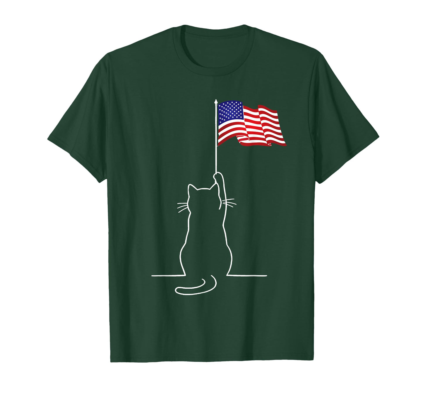 American Flag Patriotic Cat Lover Men Boys Kids 4th Of July T-Shirt