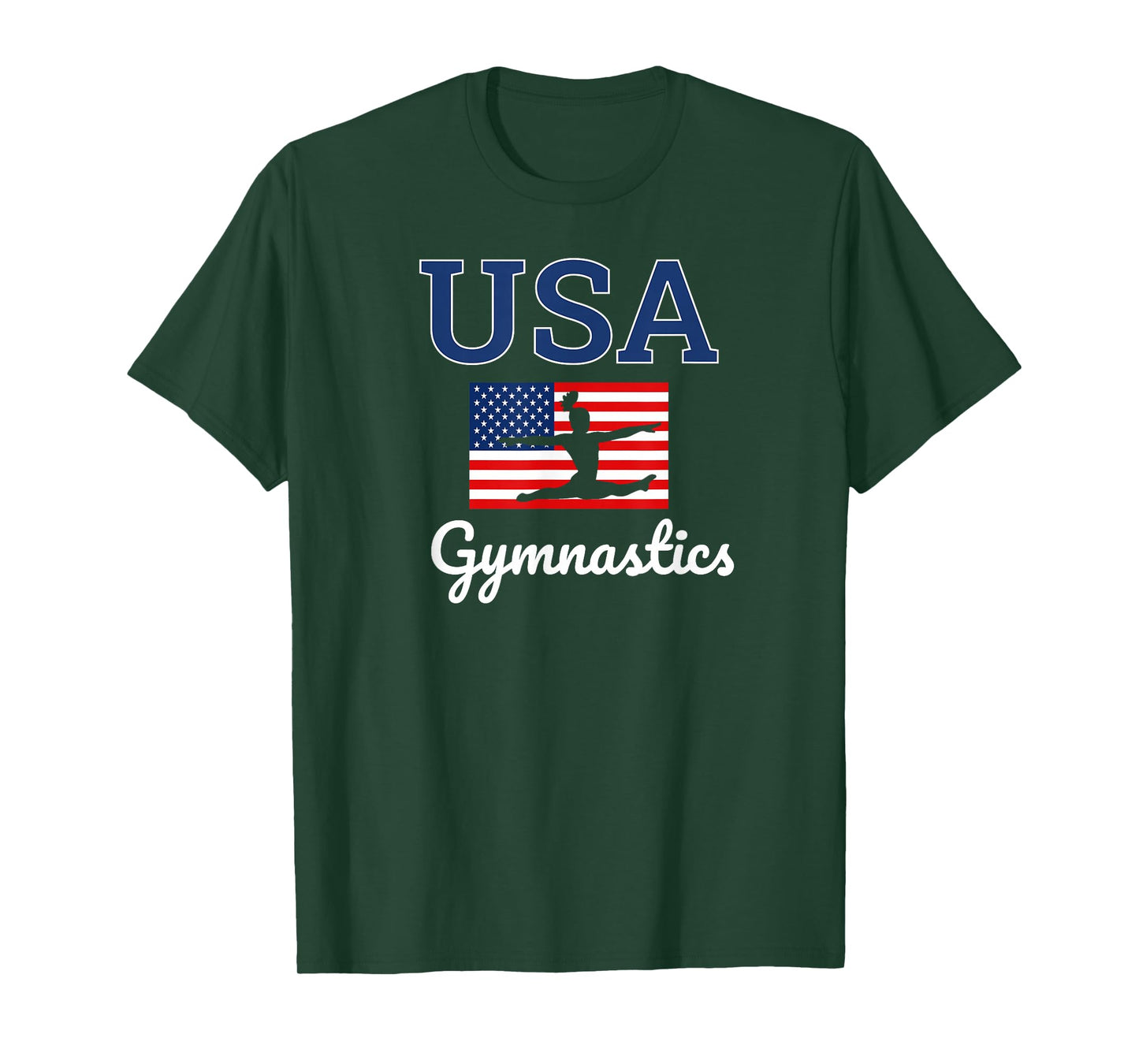 Girl Tumbling Team Gear Gymnast Gymnastics USA American Flag T-Shirt