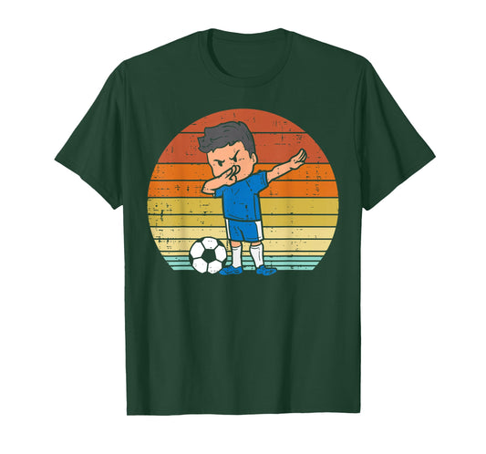 Dabbing Soccer Player Retro Football Dab Dance Boys Kids T-Shirt