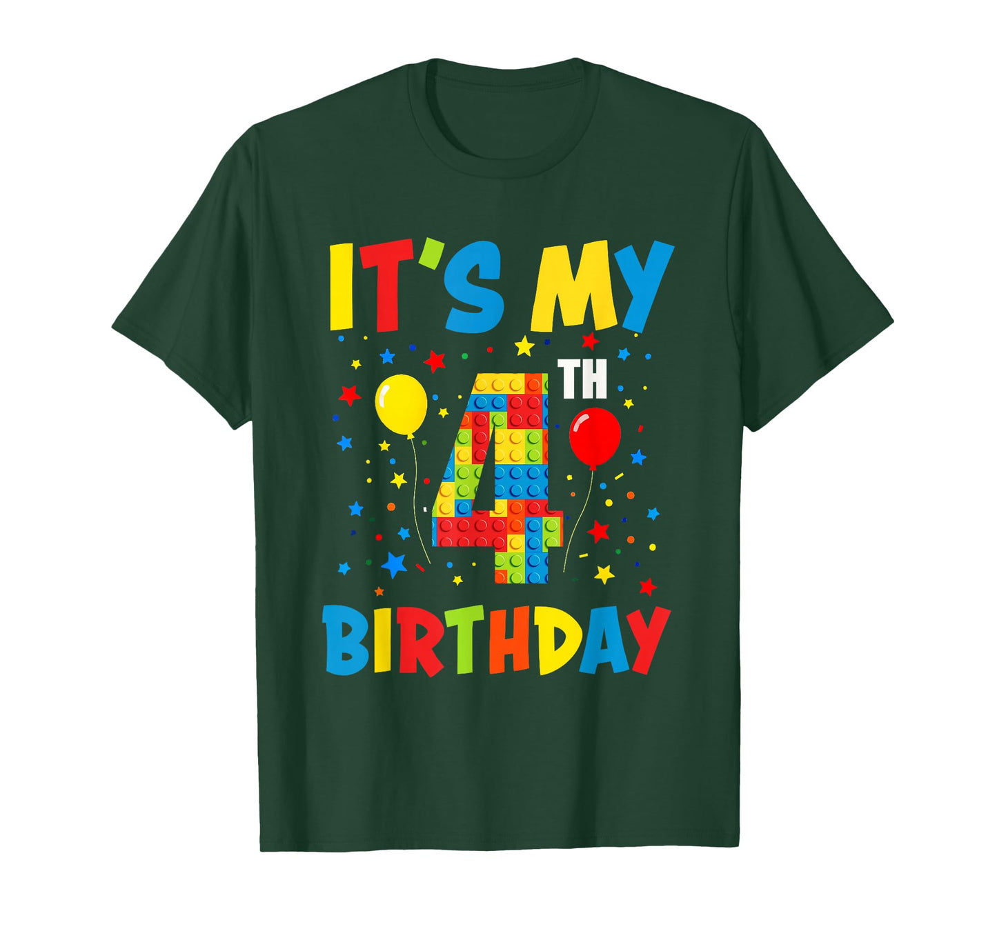 It’s My 4th Birthday 4 Year Old Building Blocks Kids Boys T-Shirt
