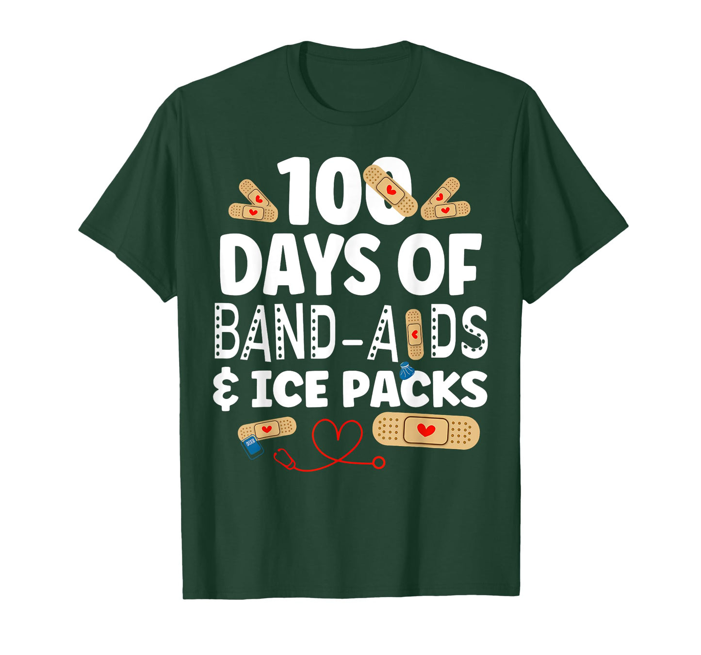 100 Days Band Aids & Ice Packs Nurse 100 Days Of School T-Shirt