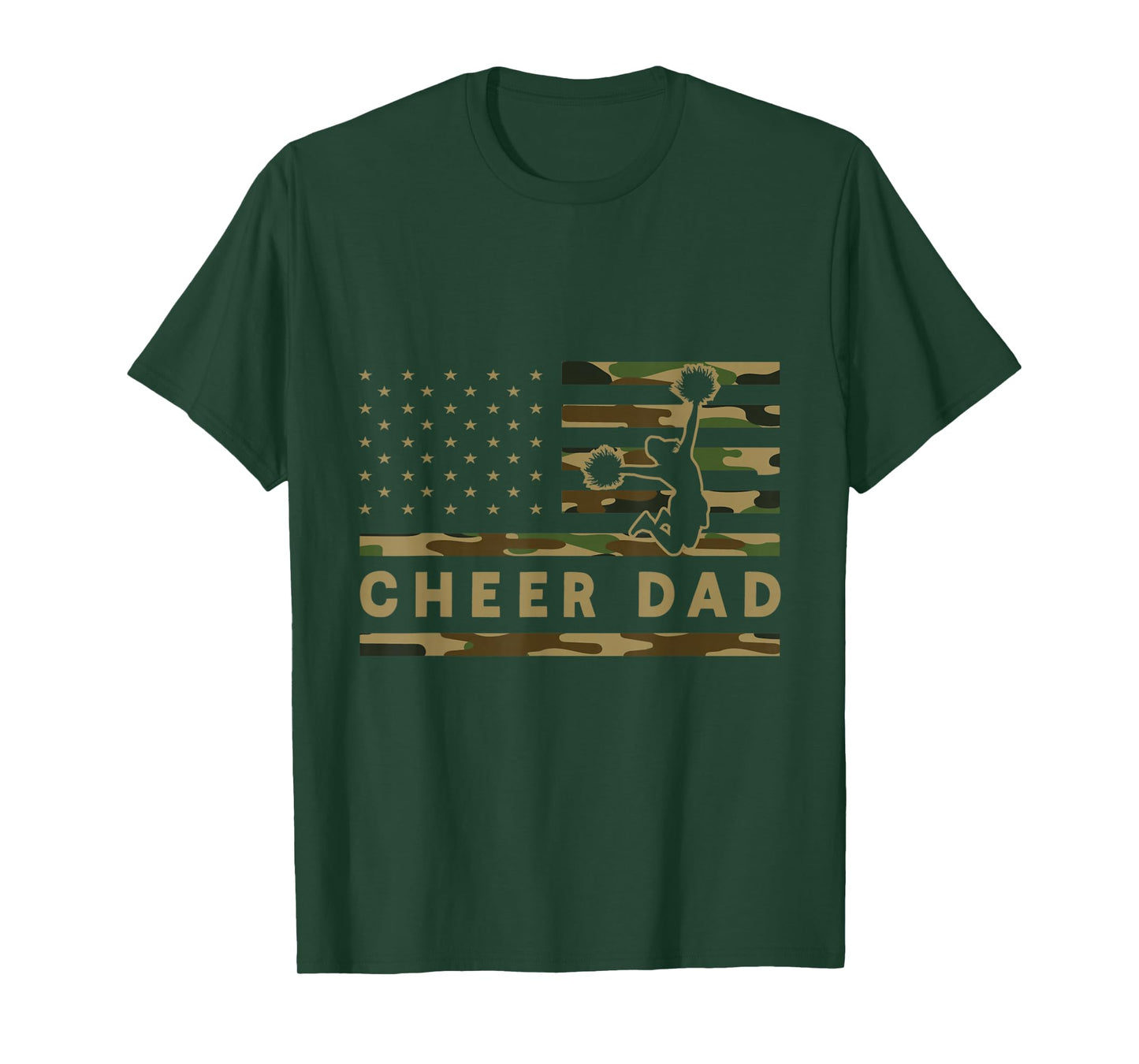 Cheer Dad Camo American Flag Cheerleader Supporter T-Shirt