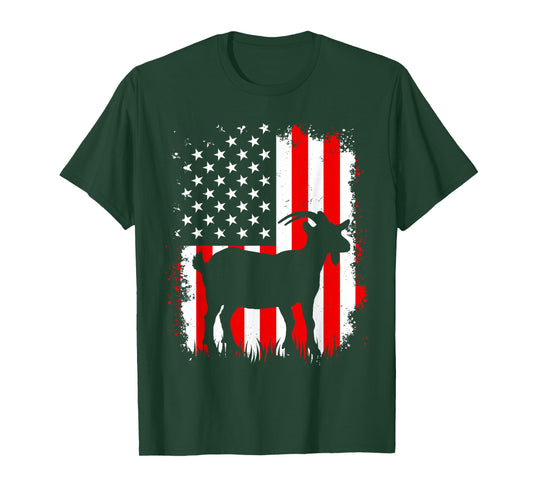 Goat USA American Flag 4th of July Patriotic Silhouette T-Shirt