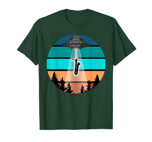 Funny UFO Baritone Saxophone | Jazz Bari Sax Alien Spaceship T-Shirt