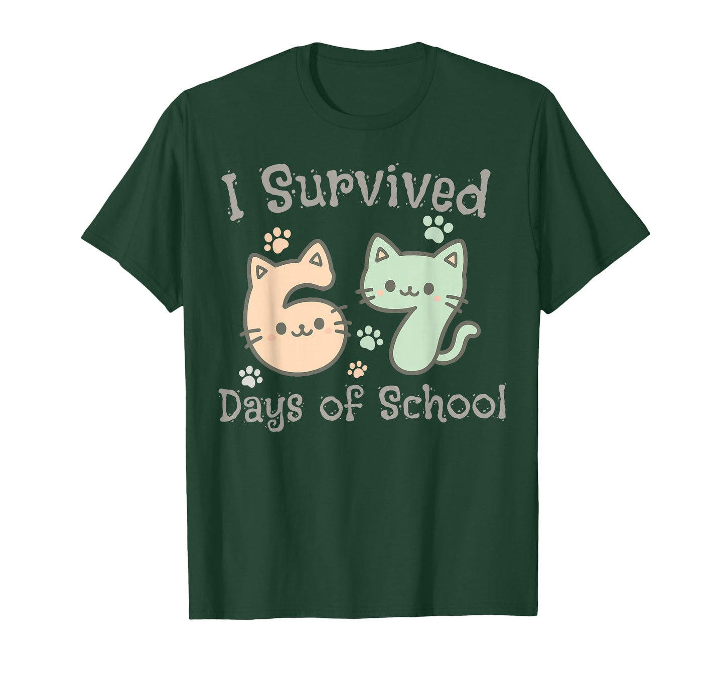 Cute Cat I Survived 67 Days of School Teachers Students T-Shirt