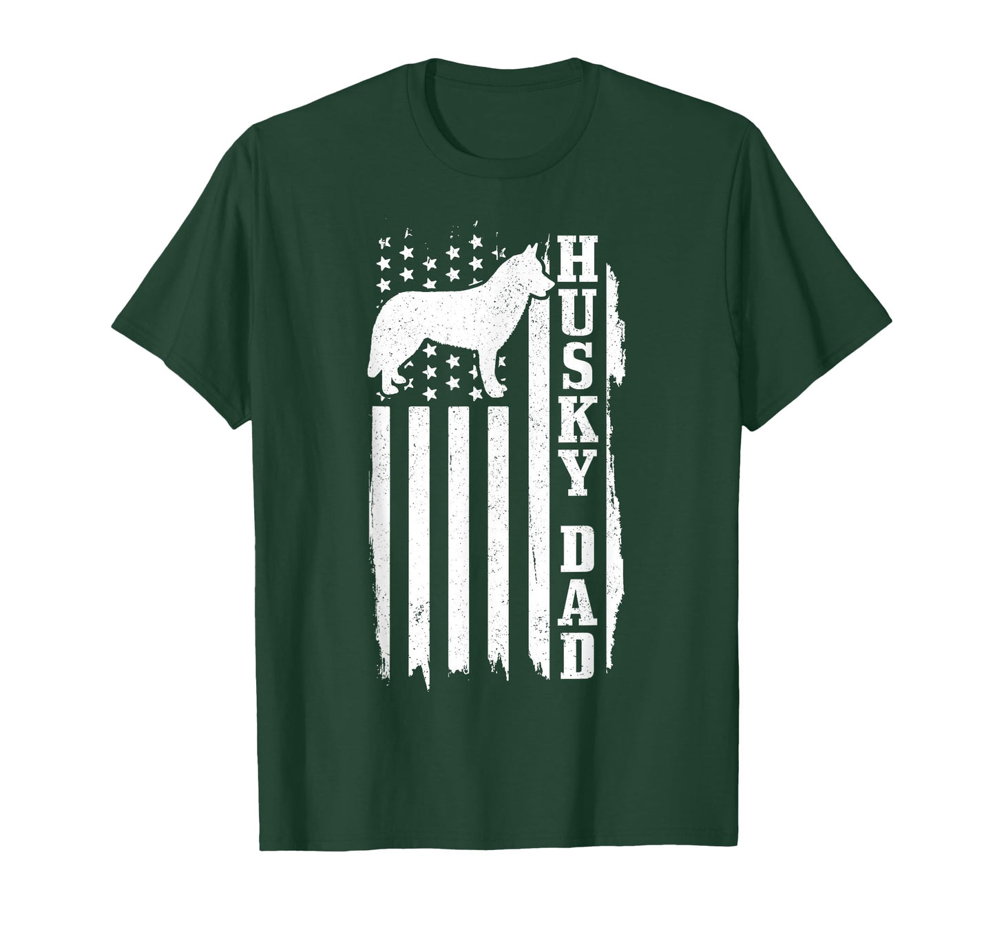 Husky Dad Vintage American Flag Patriotic Dog T-Shirt