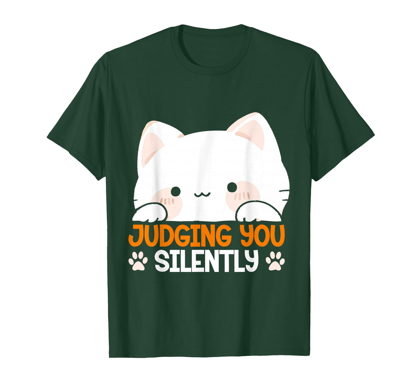 Judging You Silently Kitten Lover Sarcasm Adorable Cat Men Women Kids T-Shirt