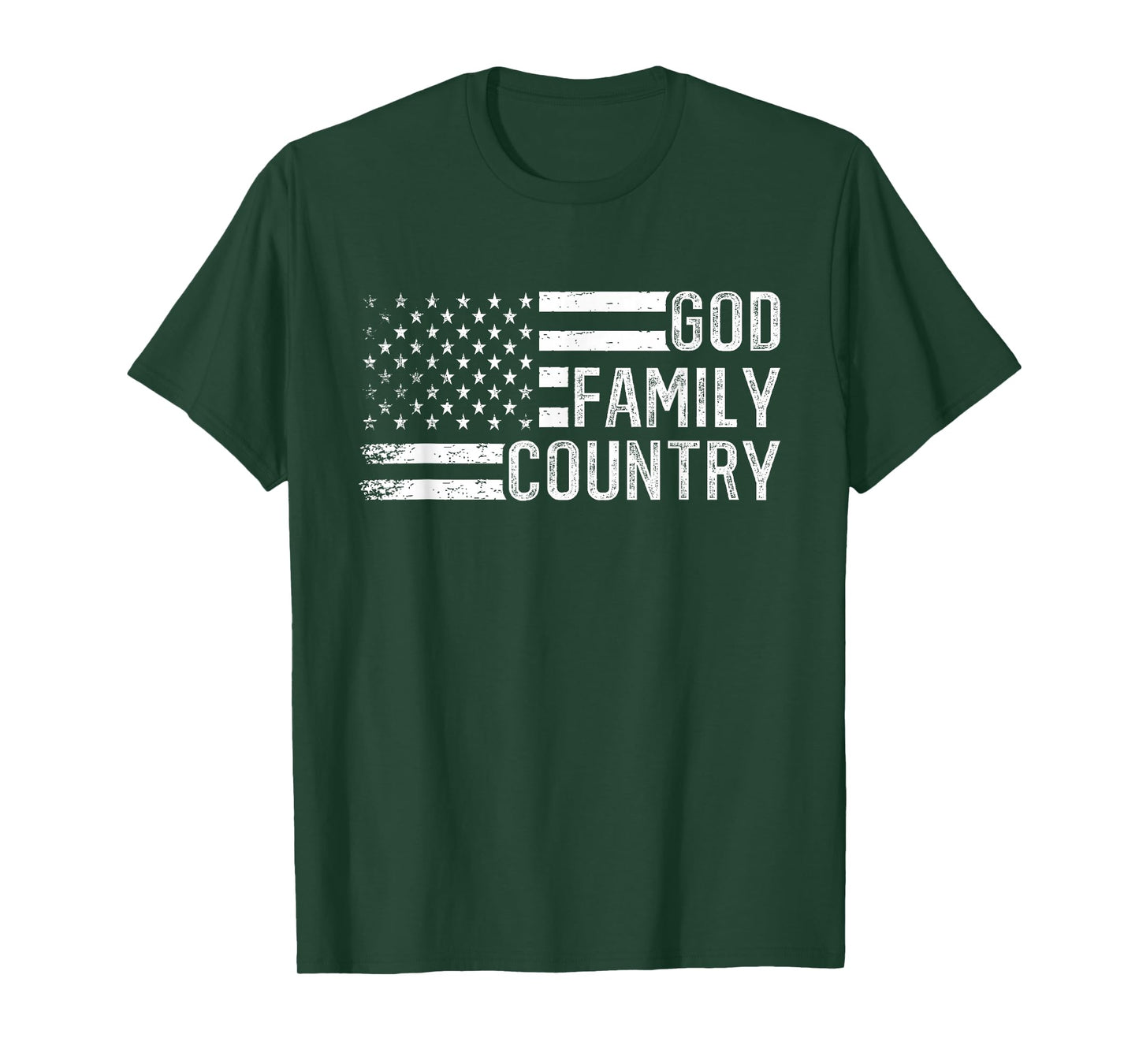 God Family Country - Patriotic Christian US Flag T-Shirt