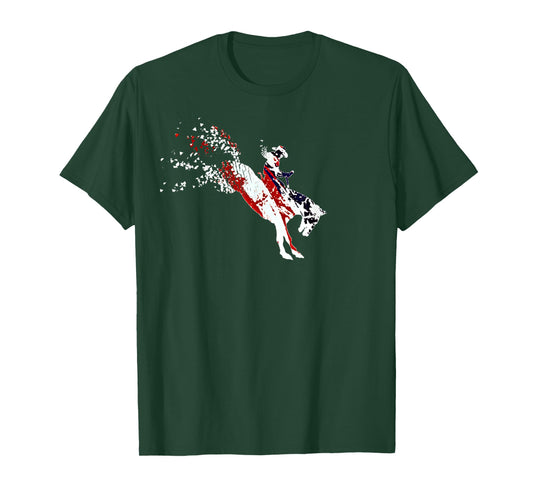Bronc Riding Rodeo American Pride T-Shirt Bronc Rider Shirts T-Shirt