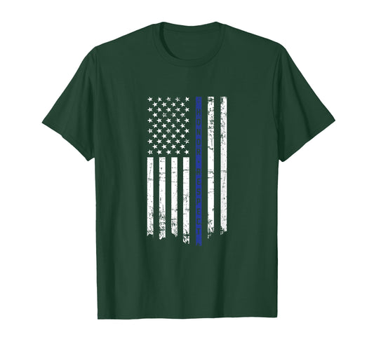 Honor & Respect Police Officer Thin Blue Line Flag T-shirt T-Shirt
