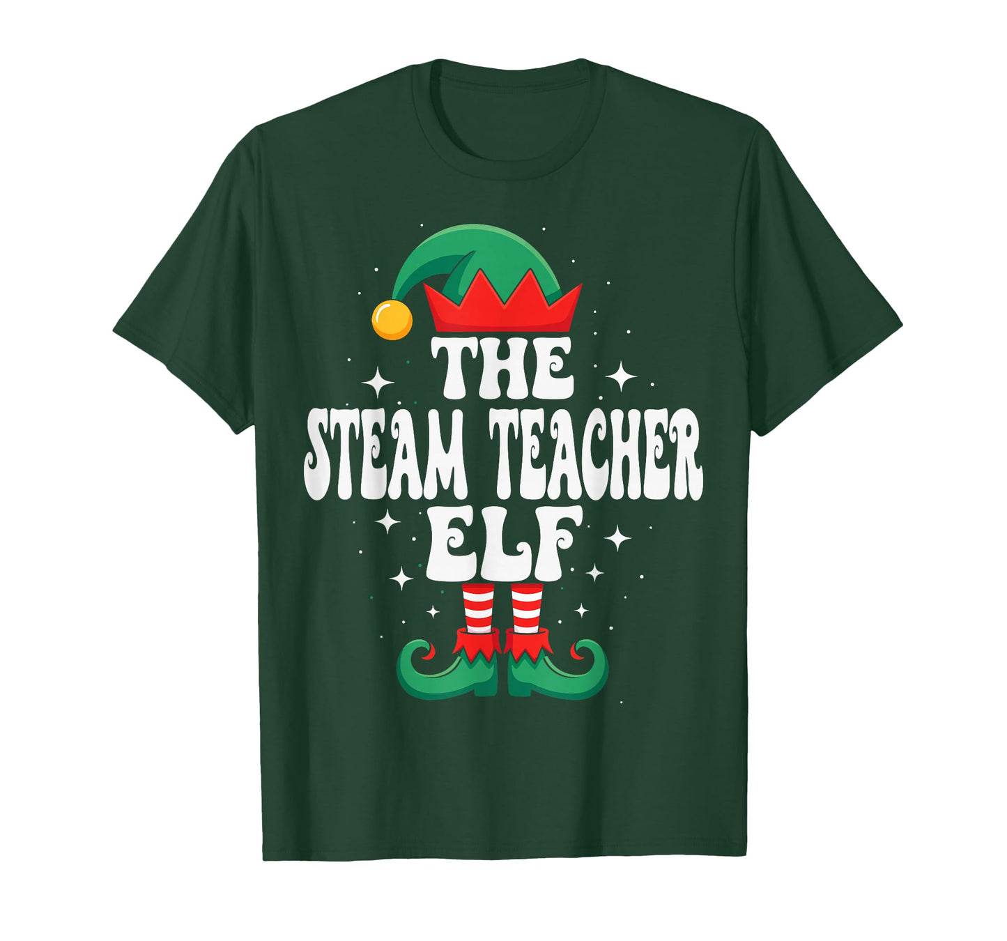 The STEAM Teacher Elf Funny Christmas Matching Family T-Shirt