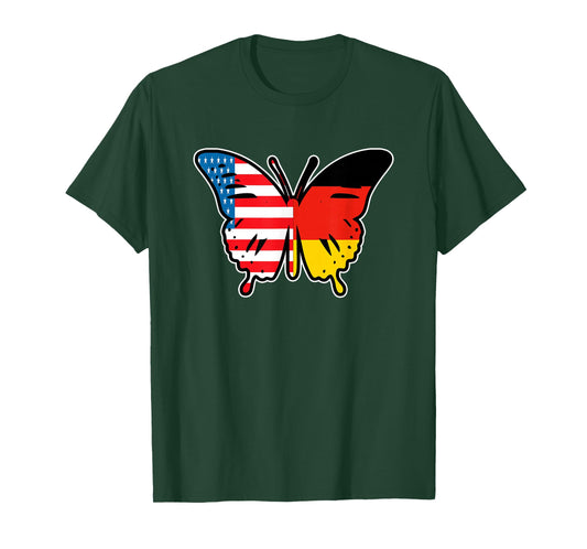Half German And American Germany Usa Flag Butterfly Girl T-Shirt