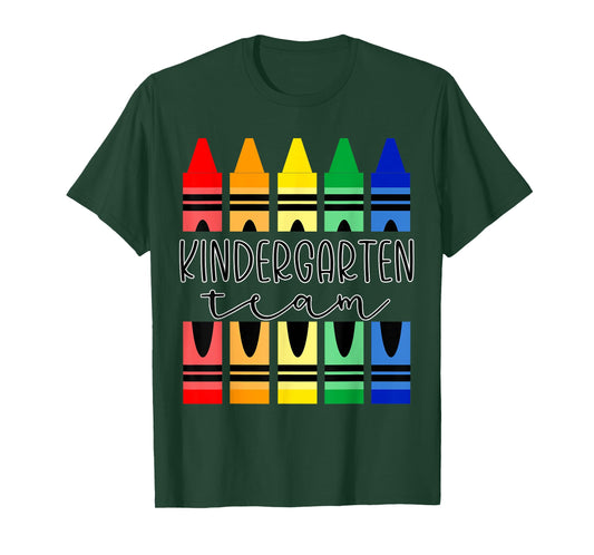 Colorful Crayon Kindergarten Team Tee for Teachers Students Men Women Kids T-Shirt