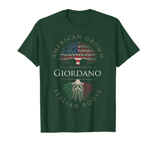 Giordano Family Name American Grown Italian Root Italia Flag T-Shirt