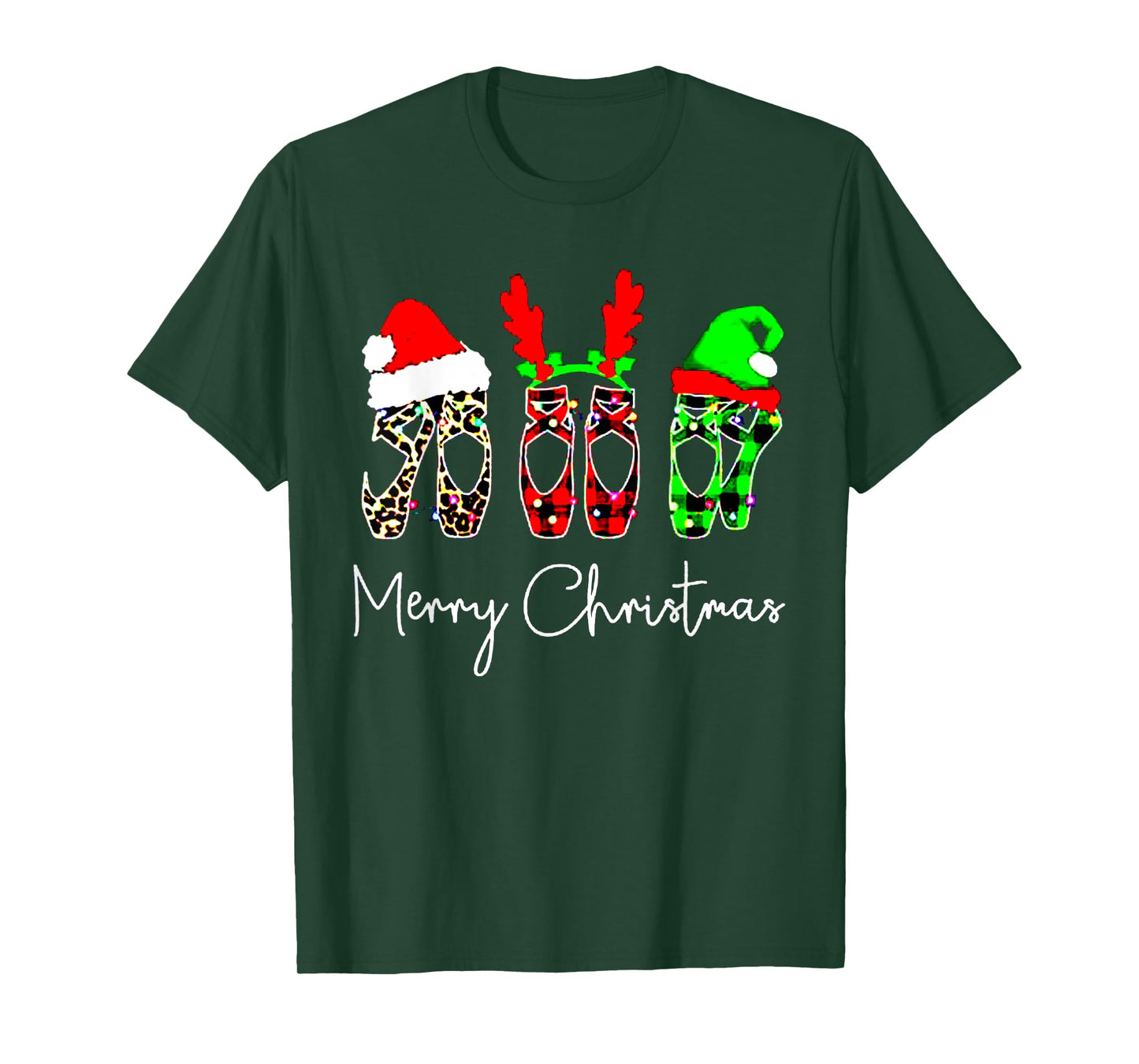 Ballet Dancer Ballerina Merry Christmas Xmas Pointe Shoe T-Shirt