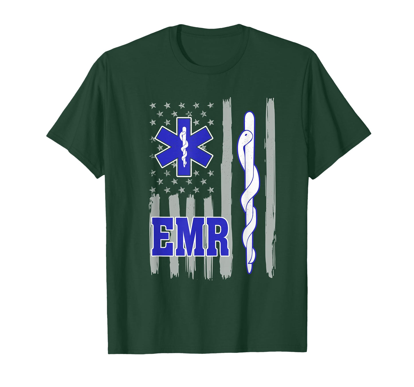 American Flag Blue Thin line EMR Emergency Medical Responder T-Shirt