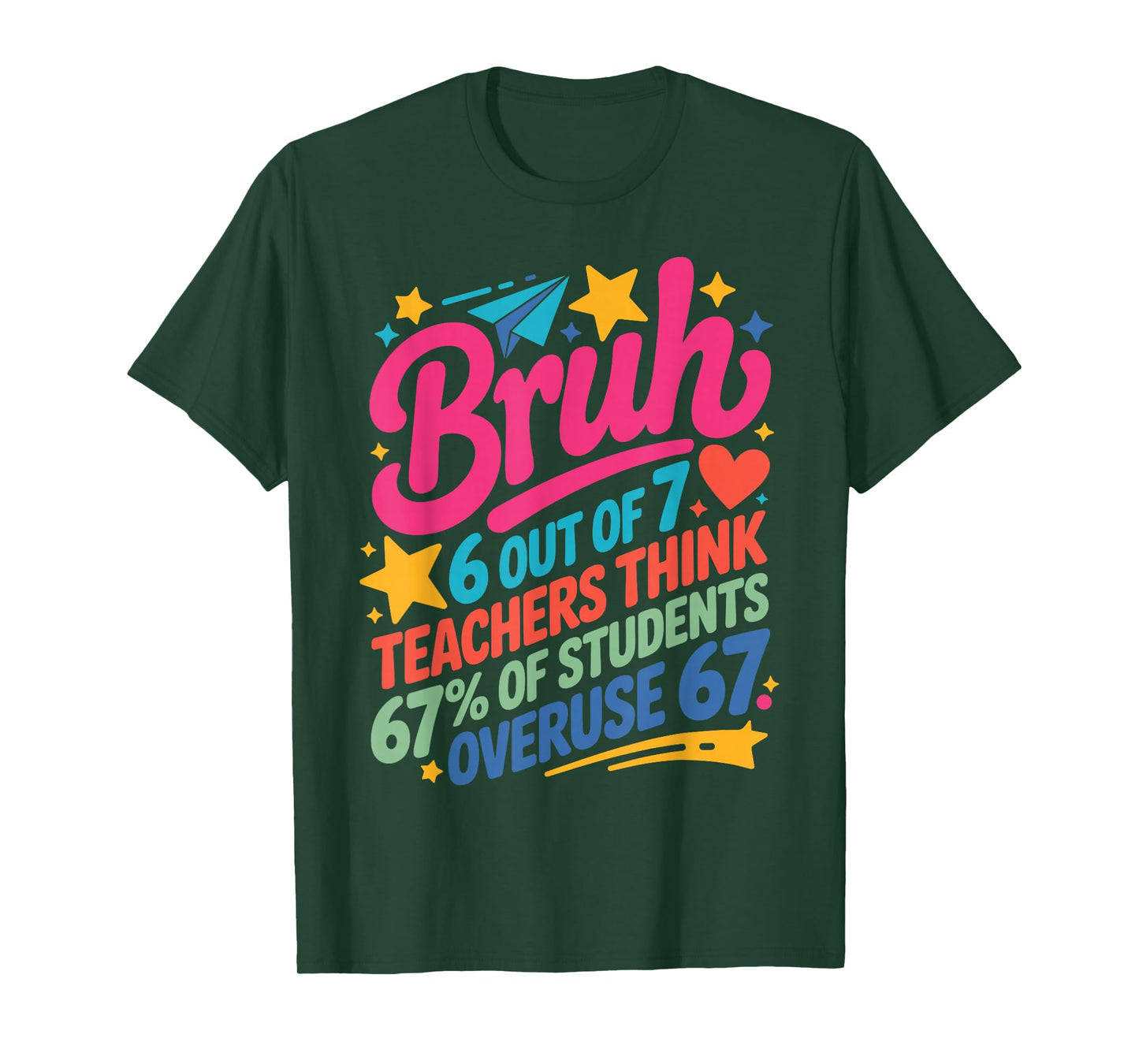 6 Out of 7 Teachers Think 67% of Students Overuse 67 Teacher T-Shirt