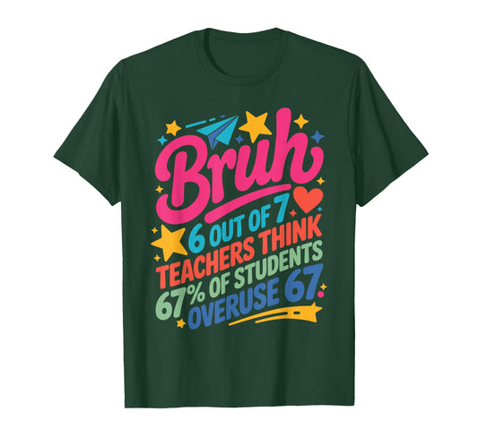 6 Out of 7 Teachers Think 67% of Students Overuse 67 Teacher T-Shirt