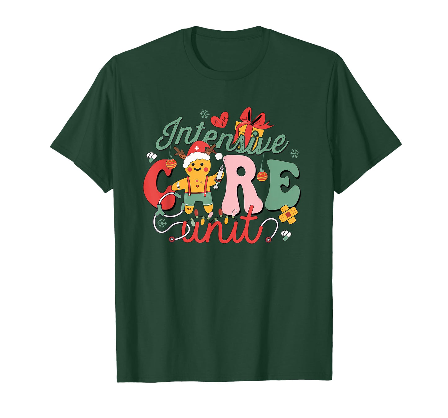 Christmas Nicu Picu Micu Nurse Party Group ICU Nurse Hospital Gingerbread Intensive Care Unit T-Shirt