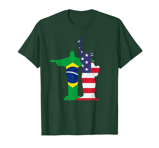 Half Brazilian Half American USA Brazil Culture Patriot Flag T-Shirt