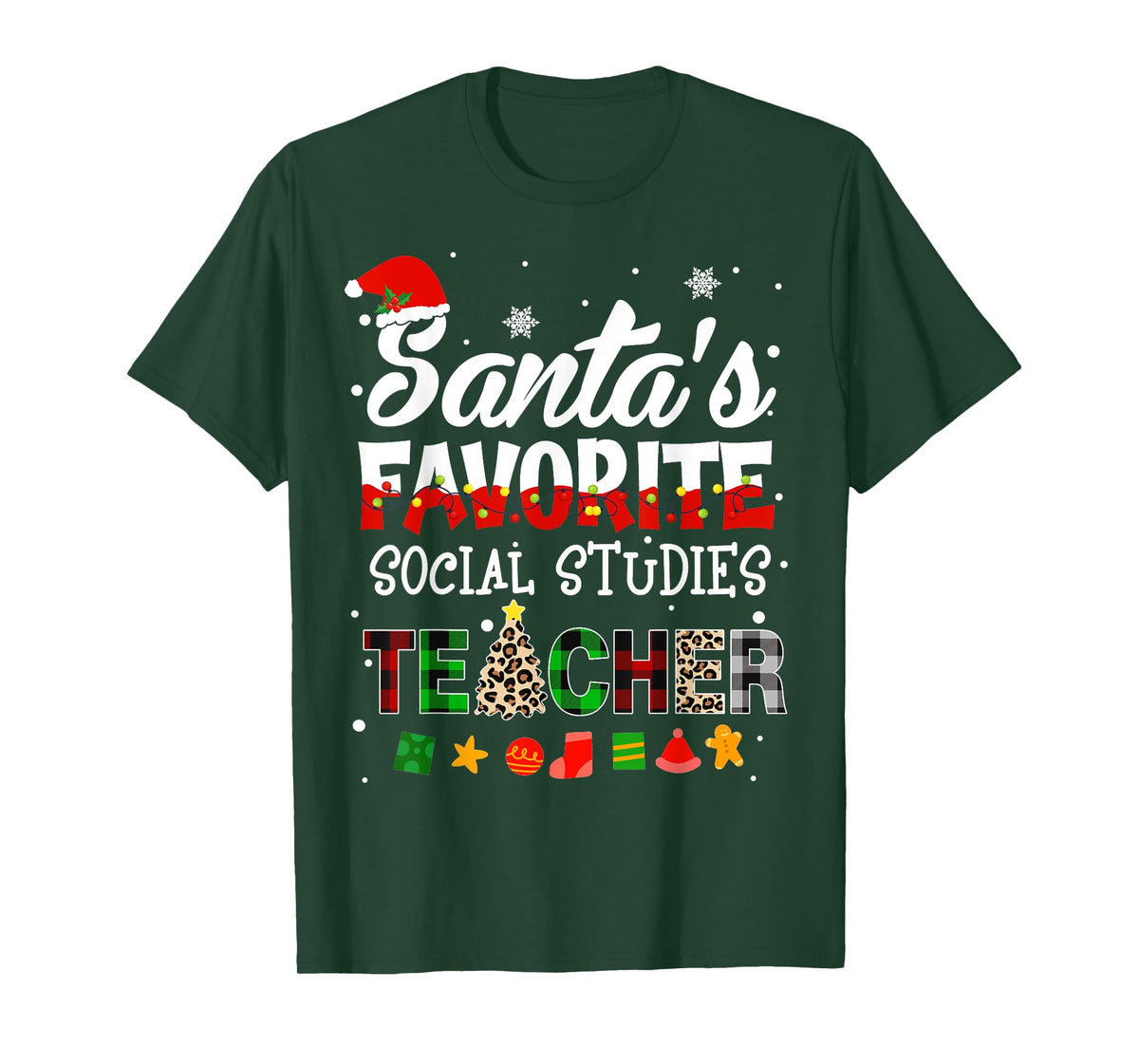 Santa Favorite Social Studies Teacher Christmas Matching T-Shirt