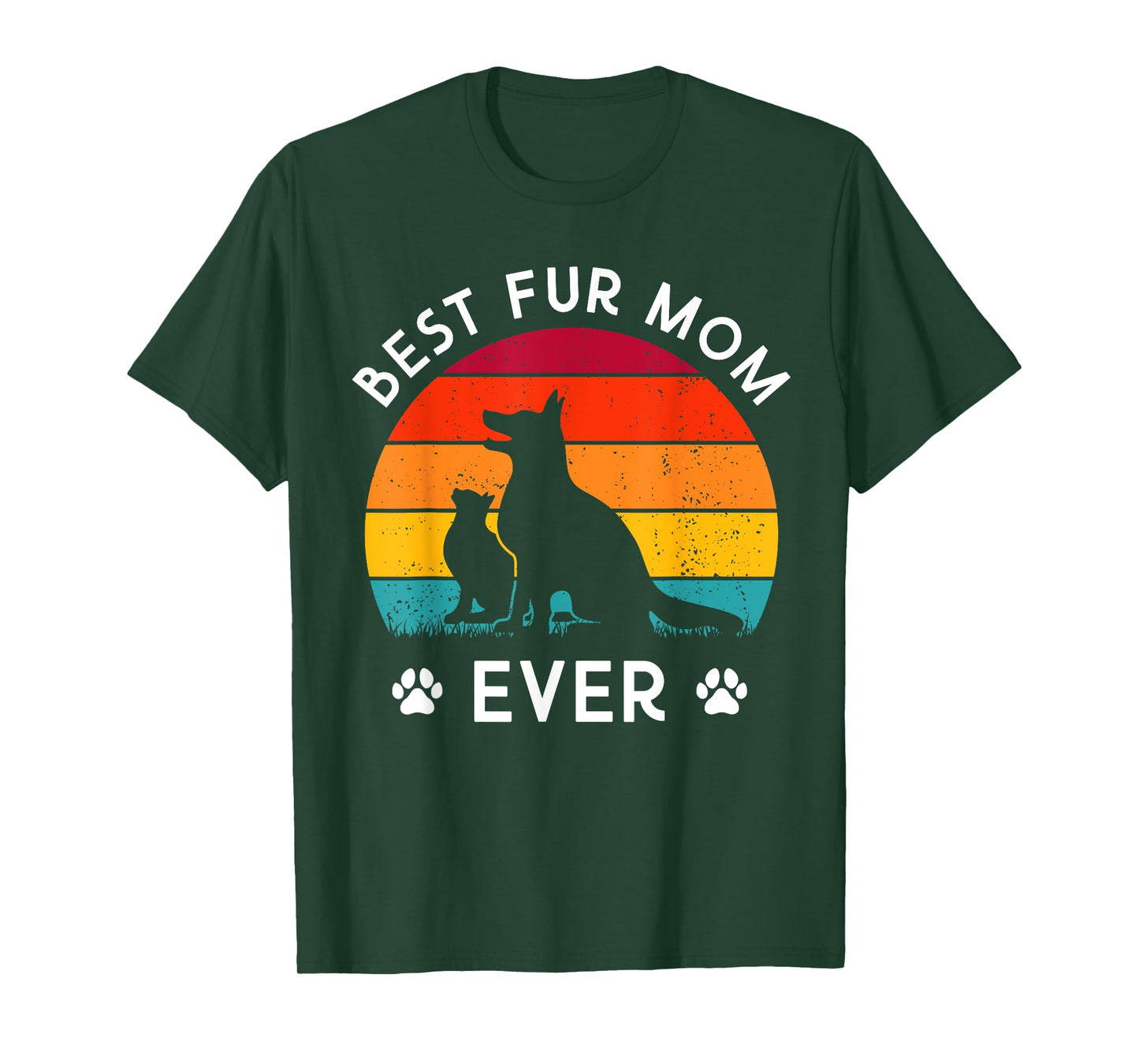 Funny Best Fur MOM Ever Vintage Retro Dog and Cat Owner Love T-Shirt for Men Women Kids