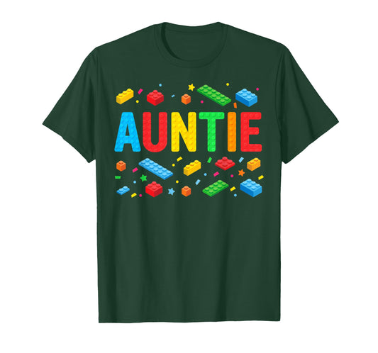 Auntie Master Builder Building Bricks Blocks Family Matching T-Shirt