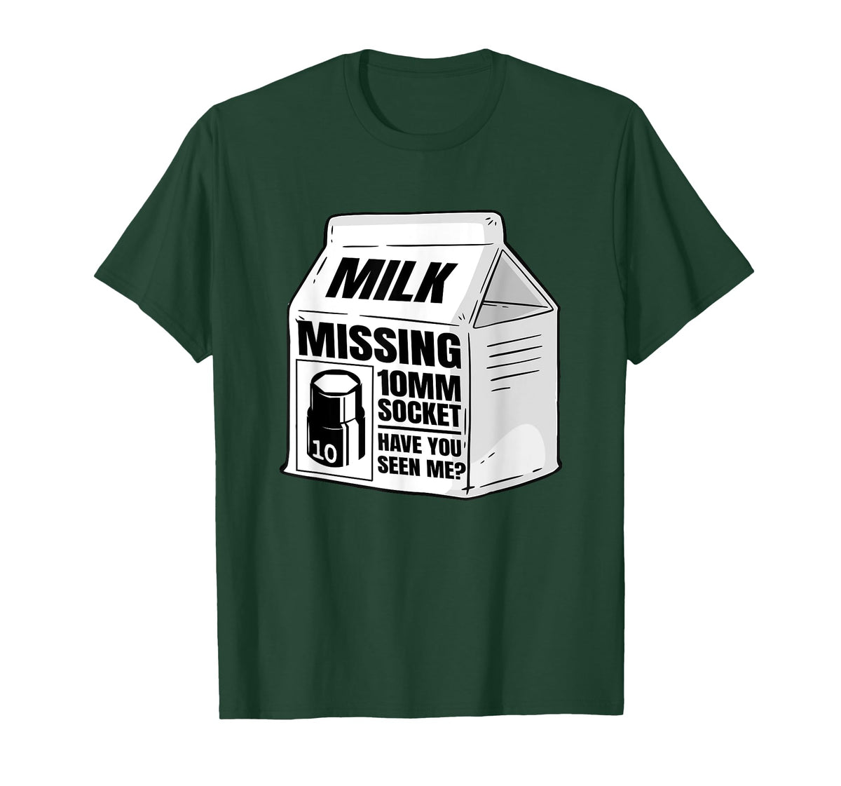 Missing 10mm Socket Milk Carton Funny Car Mechanic T-Shirt