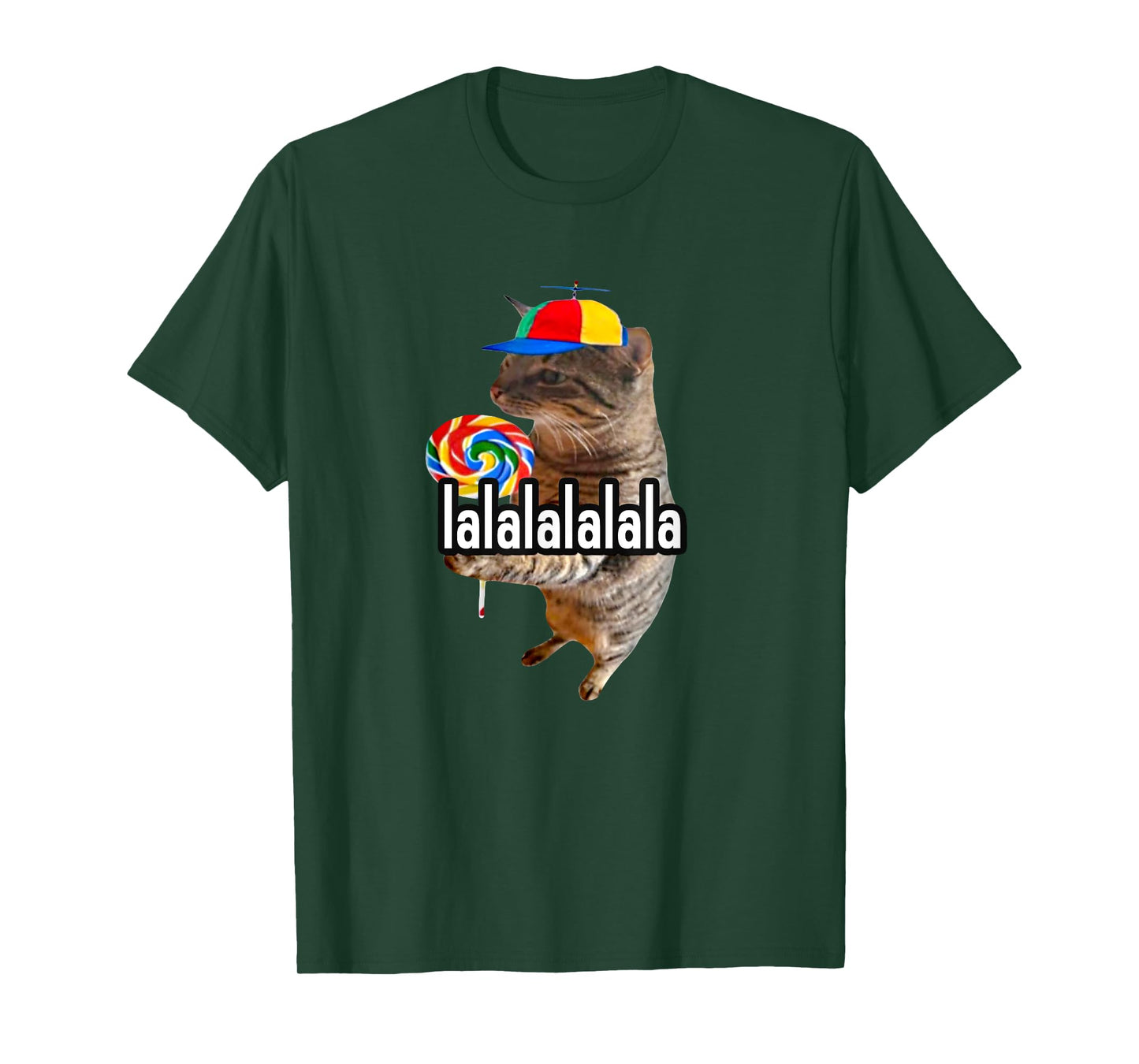 Silly Cat With Lollipop Lalalalalala Meme T-Shirt