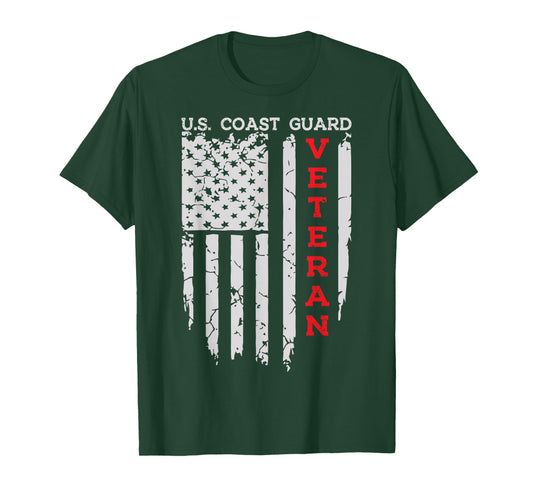 US Coast Guard Veteran USCG American Flag T-Shirt