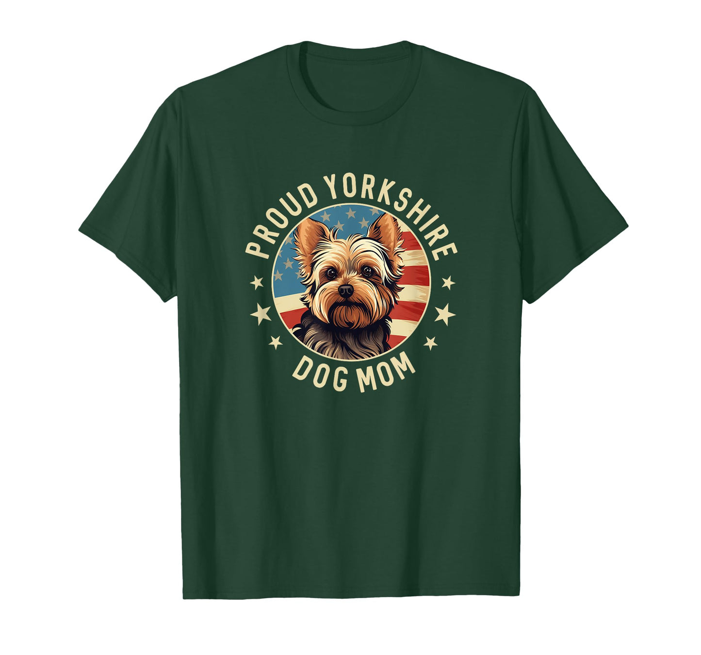 Proud Yorkshire Mom American Flag Patriotic Yorkie Mom Women Kids Men T-Shirt