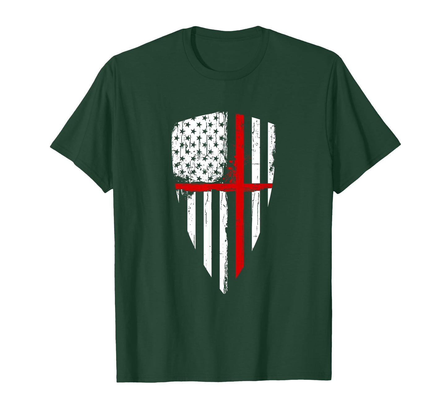 Red Line Crusader American Flag Shield Graphic Shirt Women Kids Men T-Shirt