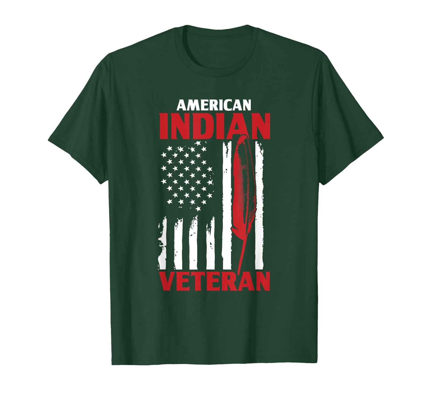 Native American Indian Veteran USA Flag Army Support T-Shirt