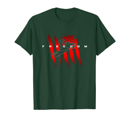 American Flag Snowmobile Apparel - Snowmobile T-Shirt