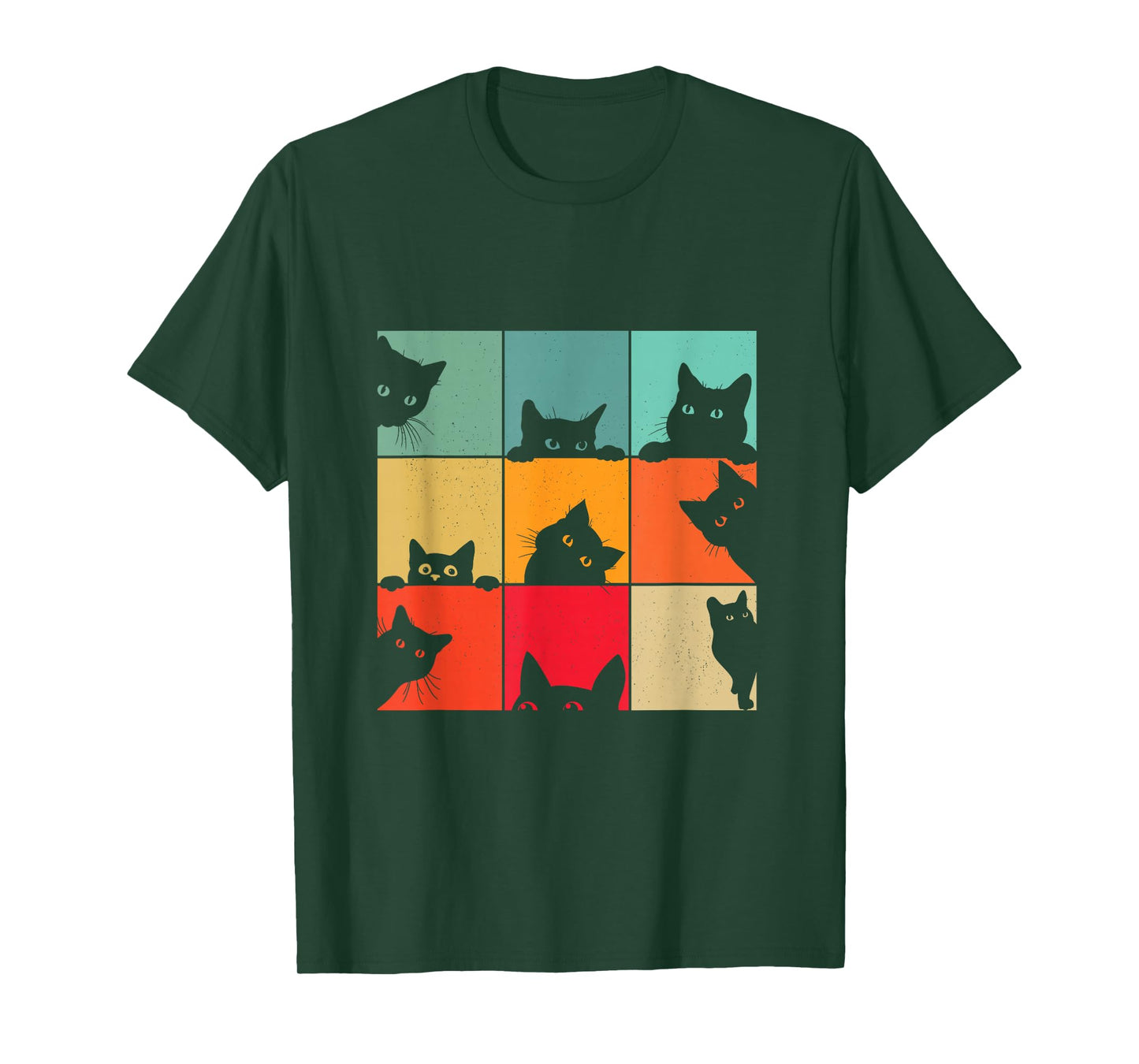 Funny Retro Vintage Curious Black Cat For Cats Lover T-Shirt